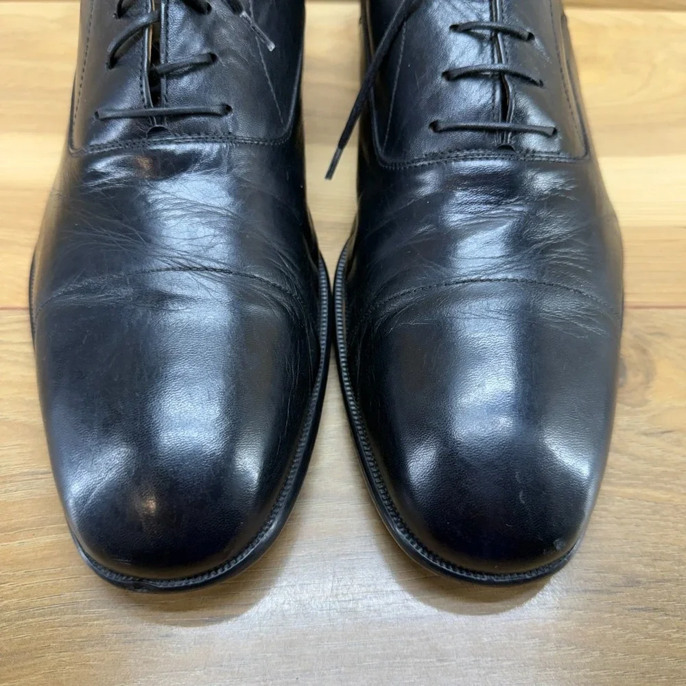 Magnanni Plain Toe Mens 11 Wide Black Leather Formal Business Dress Oxfords